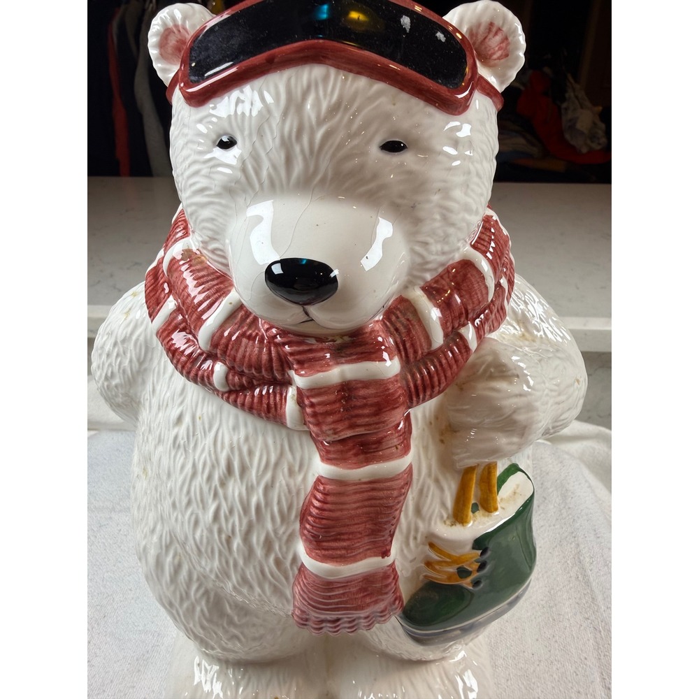 Asia Master Group‎ Vintage Polar Bear Cookie Jar Winter Scarf Goggles Ice Skates